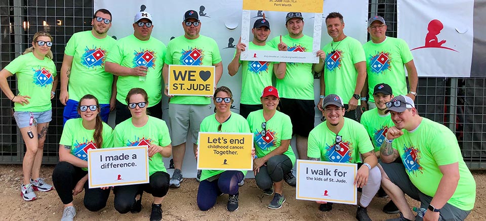 Photo of Domino's team members participating at a St. Jude Run/Walk event